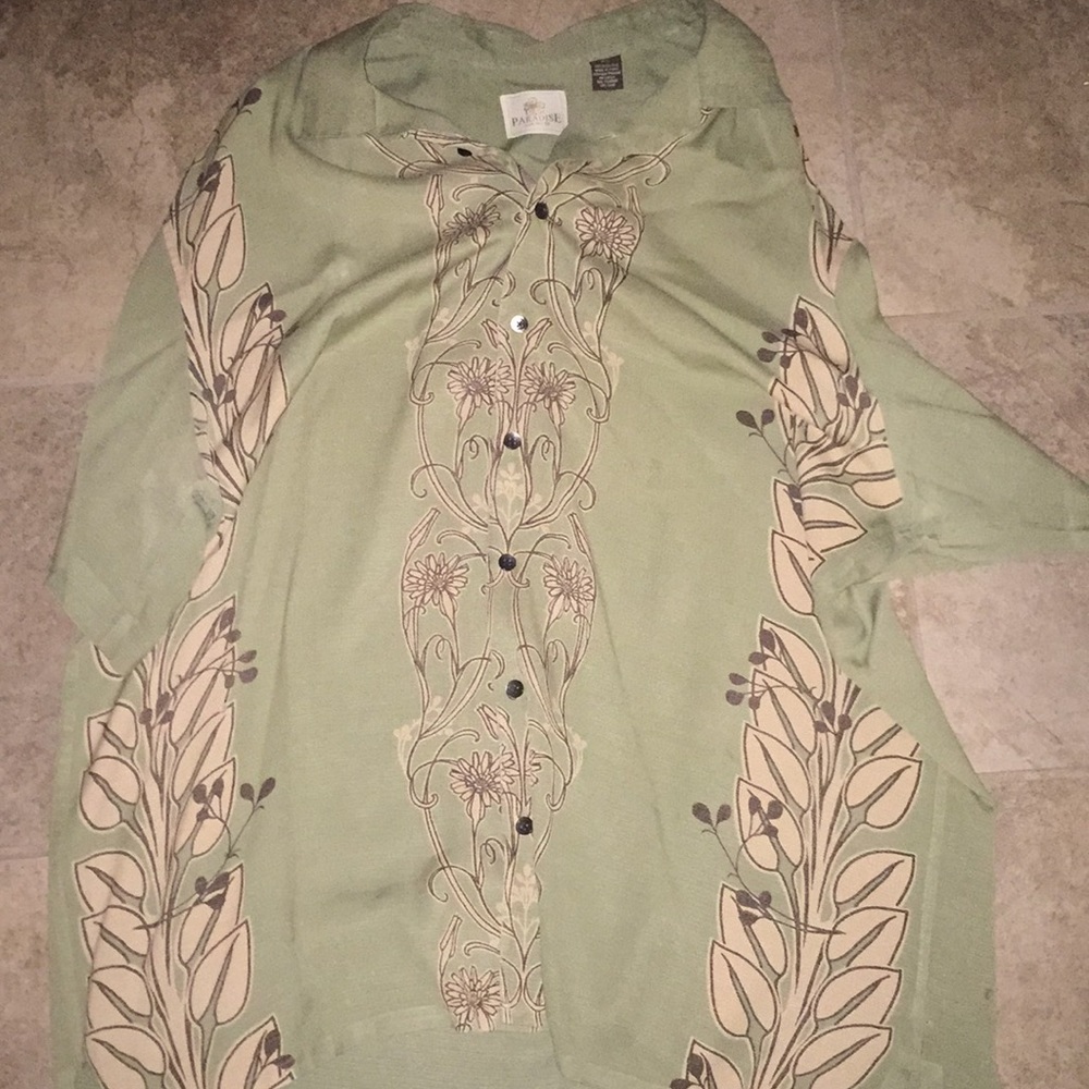 Green floral shirt